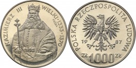 Collection - Nickel Probe Coins
POLSKA/ POLAND/ POLEN/ PROBE/ PATTERN

PRL. PROBE/PATTERN nickel 1000 zlotych 1987 Kazimierz III Wielki 
Piękny eg...