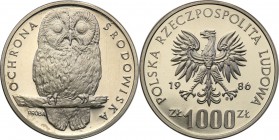Collection - Nickel Probe Coins
POLSKA/ POLAND/ POLEN/ PROBE/ PATTERN

PRL. PROBE/PATTERN nickel 1000 zlotych 1986 Sowa 
Piękny egzemplarz.Fischer...