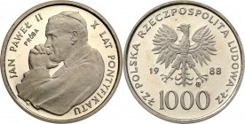 Collection - Nickel Probe Coins
POLSKA/ POLAND/ POLEN/ PROBE/ PATTERN

PRL. PROBE/PATTERN nickel 1000 zlotych 1988 Pope John Paul II 
Piękny egzem...
