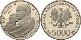 Collection - Nickel Probe Coins
POLSKA/ POLAND/ POLEN/ PROBE/ PATTERN

PRL. PROBE/PATTERN nickel 5000 zlotych 1988 Pope John Paul II 
Piękny egzem...
