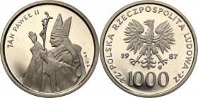 Collection - Nickel Probe Coins
POLSKA/ POLAND/ POLEN/ PROBE/ PATTERN

PRL. PROBE/PATTERN nickel 1000 zlotych 1987 Pope John Paul II 
Piękny egzem...