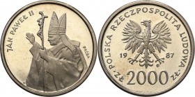 Collection - Nickel Probe Coins
POLSKA/ POLAND/ POLEN/ PROBE/ PATTERN

PRL. PROBE/PATTERN nickel 2000 zlotych 1987 Pope John Paul II 
Piękny egzem...