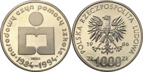 Collection - Nickel Probe Coins
POLSKA/ POLAND/ POLEN/ PROBE/ PATTERN

PRL. PROBE/PATTERN nickel 1000 zlotych 1986 Pomoc Szkole 
Piękny egzemplarz...