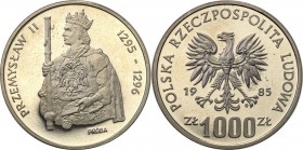 Collection - Nickel Probe Coins
POLSKA/ POLAND/ POLEN/ PROBE/ PATTERN

PRL. PROBE/PATTERN nickel 1000 zlotych 1985 Przemysław II 
Piękny egzemplar...