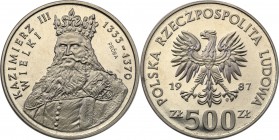 Collection - Nickel Probe Coins
POLSKA/ POLAND/ POLEN/ PROBE/ PATTERN

PRL. PROBE/PATTERN nickel 500 zlotych 1987 Kazimierz III Wielki 
Piękny egz...