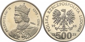 Collection - Nickel Probe Coins
POLSKA/ POLAND/ POLEN/ PROBE/ PATTERN

PRL. PROBE/PATTERN nickel 500 zlotych 1985 Przemysław II 
Piękny egzemplarz...