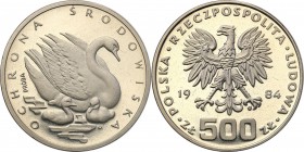 Collection - Nickel Probe Coins
POLSKA/ POLAND/ POLEN/ PROBE/ PATTERN

PRL. PROBE/PATTERN nickel 500 zlotych 1984 Łabędzie 
Piękny egzemplarz.Fisc...