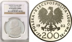Coins Poland People Republic (PRL)
POLSKA/ POLAND/ POLEN

PRL. 200 zlotych 1982 Pope John Paul II PROOF NGC PF69 ULTRA CAMEO (2 MAX) 
Druga najwyż...