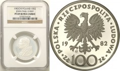 Coins Poland People Republic (PRL)
POLSKA/ POLAND/ POLEN

PRL. 100 zlotych 1982 Pope John Paul II PROOF NGC PF69 ULTRA CAMEO (2 MAX) 
Druga najwyż...