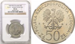 Coins Poland People Republic (PRL)
POLSKA/ POLAND/ POLEN

PRL. 50 zlotych 1981 Światowy Dzień Żywności NGC MS66 (2 MAX) 
Druga najwyższa nota grad...