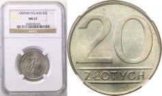 Coins Poland People Republic (PRL)
POLSKA/ POLAND/ POLEN

PRL. 20 zlotych 1987 denomination NGC MS67 (MAX) 
Najwyższa nota gradingowa na świecie. ...