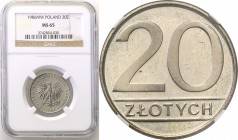 Coins Poland People Republic (PRL)
POLSKA/ POLAND/ POLEN

PRL. 20 zlotych 1986 denomination NGC MS65 (2 MAX) 
Druga najwyższa nota gradingowa na ś...