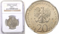Coins Poland People Republic (PRL)
POLSKA/ POLAND/ POLEN

PRL. 20 zlotych 1980 Igrzyska XXII Olimpiady NGC MS67 (MAX) 
Najwyższa nota gradingowa n...
