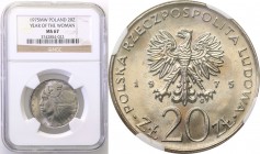 Coins Poland People Republic (PRL)
POLSKA/ POLAND/ POLEN

PRL. 20 zlotych 1975 Rok Kobiet NGC MS67 (MAX) 
Najwyższa nota gradingowa na świecie. Pi...