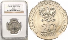 Coins Poland People Republic (PRL)
POLSKA/ POLAND/ POLEN

PRL. 20 zlotych 1974 XXV lat RWPG NGC MS67 (MAX) 
Najwyższa nota gradingowa na świecie. ...