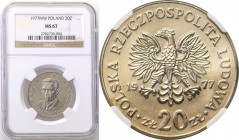 Coins Poland People Republic (PRL)
POLSKA/ POLAND/ POLEN

PRL. 20 zlotych 1977 Nowotko NGC MS67 (MAX) 
Najwyższa nota gradingowa na świecie. Piękn...