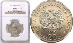 Coins Poland People Republic (PRL)
POLSKA/ POLAND/ POLEN

PRL. 20 zlotych 1975 Nowotko NGC MS67 (MAX) 
Najwyższa nota gradingowa na świecie. Piękn...