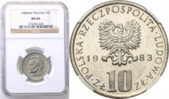 Coins Poland People Republic (PRL)
POLSKA/ POLAND/ POLEN

PRL. 10 zlotych 1983 Boleslaw Prus NGC MS66 (2 MAX) 
Druga najwyższa nota gradingowa na ...