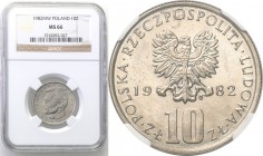 Coins Poland People Republic (PRL)
POLSKA/ POLAND/ POLEN

PRL. 10 zlotych 1982 Boleslaw Prus NGC MS66 (2 MAX) 
Druga najwyższa nota gradingowa na ...