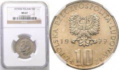 Coins Poland People Republic (PRL)
POLSKA/ POLAND/ POLEN

PRL. 10 zlotych 1977 Boleslaw Prus NGC MS67 (MAX) 
Najwyższa nota gradingowa na świecie....