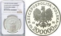 Polish collector coins after 1990
POLSKA/ POLAND/ POLEN

III RP. 200.000 zlotych 1991 Constitution 3 Maja NGC PF69 ULTRA CAMEO (MAX) 
Najwyższa no...