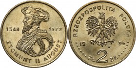 Polish collector coins after 1990
POLSKA/ POLAND/ POLEN

III RP. 2 zlote 1996 Zygmunt II August 
Najrzadsza dwuzłotówka GN.Piękny egzemplarz.Fisch...