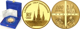 COLLECTION of French coins / Monnaie de Paris
Paris Mint / Monnaie de Paris / France

France. 100 Euro 2008 Lourdes - Pope John Paul II 
Menniczy ...