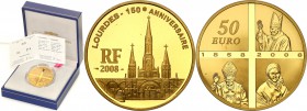 COLLECTION of French coins / Monnaie de Paris
Paris Mint / Monnaie de Paris / France

France. 50 Euro 2008 Lourdes - Pope John Paul II 
Menniczy e...