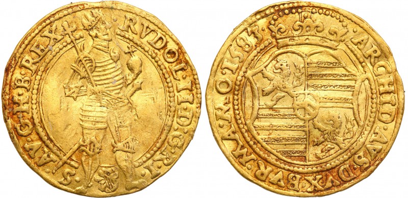 Austria
Austria. Rudolf II. Ducat (Dukaten) 1583, Praga 
Aw.: Cesarz stojący w...