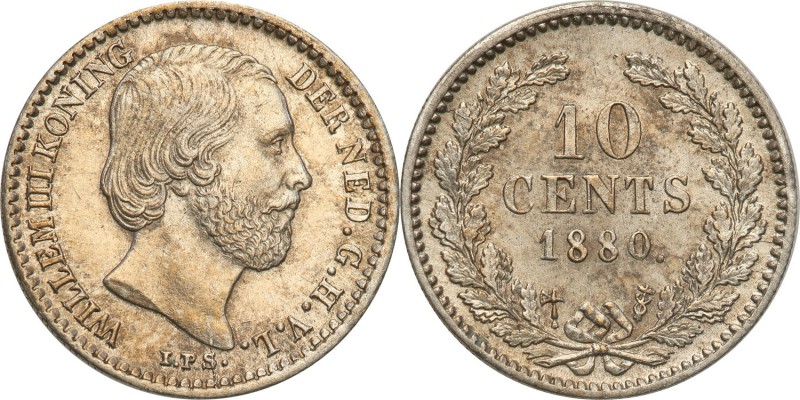 Netherlands
Holandia. 10 cents 1880 
Piękny, menniczy egzemplarz. Połysk.
Wag...