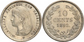Netherlands
Holandia. 10 cents 1892 
Piękny egzemplarz. Połysk.
Waga/Weight: 1,40 g Ag Metal: Średnica/diameter: 
Stan zachowania/condition: 1- (U...