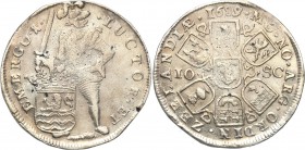 Netherlands
Netherlands, Zelandia. 2 daaldery = 10 schelling 1689 
Ładnie wybity egzemplarz jak na ten typ monety. Delikatny połysk menniczy, wyraźn...