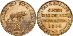 Germany / Prussia
Germany, Anhalt. Taler (thaler) 1852 A, Berlin 
Piękny połysk menniczy, drobne ryski w tle, złota patyna. Rzadsza moneta w takim s...