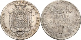 Germany / Prussia
Germany, Braunschweig - Wolfenbuttel. 16 groszy (gulden) 1786 
Delikatna wada blachy, patyna.
Waga/Weight: 13,85 g Ag Metal: Śred...