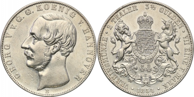 Germany / Prussia
Germany. 2 taler (thaler) / Doubletaler 1854 B, Hannover 
Ła...