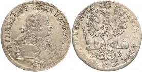 Germany / Prussia
Germany, Prussia. Ort 1753 G, Szczecin 
Ładny egzemplarz. Rzadka moneta.
Waga/Weight: 5,57 g Ag Metal: Średnica/diameter: 
Stan ...