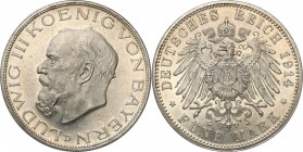 Germany / Prussia
Germany, Bavaria. 5 mark 1914 D 
Piękny egzemplarz, intensywny połysk menniczy i wspaniale zachowane detale. Rzadszy w takim stani...