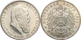 Germany / Prussia
Germany, Bavaria. 5 mark 1911 D 
Wspaniale zachowany egzemplarz, intensywny połysk menniczy. Rzadki w takim stanie zachowania.Wegg...