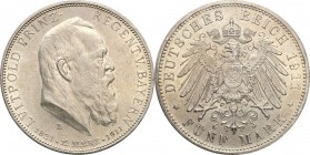 Germany / Prussia
Germany, Bavaria. 5 mark 1911 D 
Bardzo ładny egzemplarz z zachowanym połyskiem menniczym i ładną prezencją detali. Rzadszy w taki...