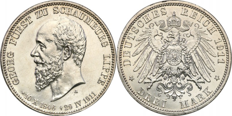 Germany / Prussia
Germany, Schaumburg-Lippe. 3 Mark 1911 A 
Piękny egzemplarz,...