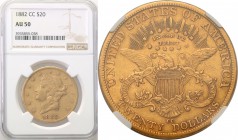 United States / USA
United States. 20 dolars 1882 CC, Carson City NGC AU50 
Moneta z mennicy Carson City (rzadsza mennica).Bardzo ładny, świeży egze...
