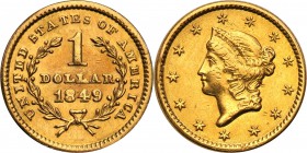 United States / USA
United States. 1 dolar 1849 type I, Philadelphia 
Rzadka, drobna moneta. Mikroryski w tle, połysk.Friedberg 84
Waga/Weight: 1,6...