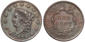 United States / USA
United States. 1 cent 1818 Filadelfia 
Bardzo ładnie zachowana moneta. Piękna brązowa patyna, połysk. Rzadka w takim stanie zach...