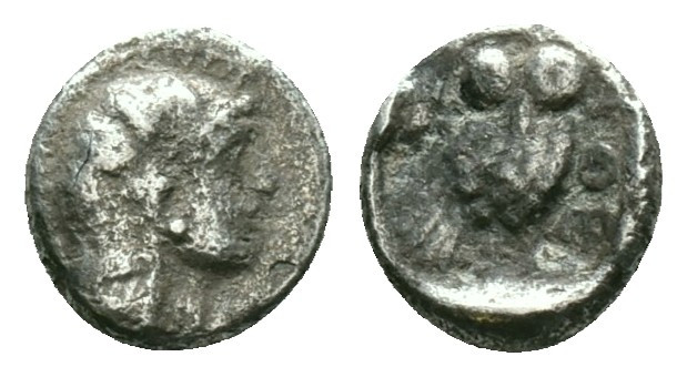 Greek Coins
Attica, Athens AR obol (Silver, ) c. 450 BC Attica, 
Obv: Helmeted...