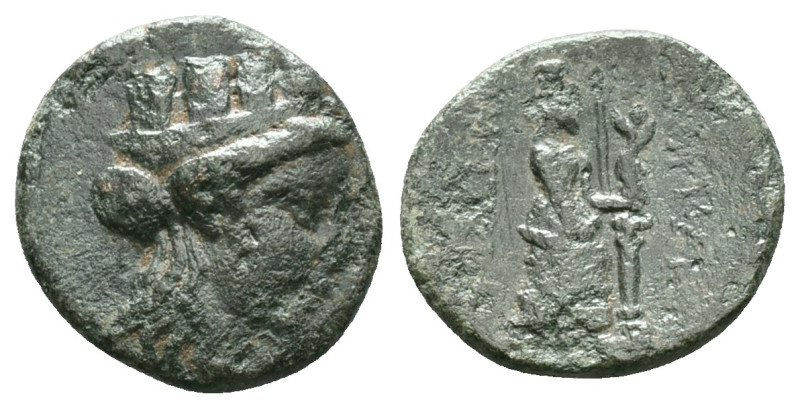 Greek Coins
IONIA.(Circa 190-170 BC).AE.Smyrna.
Obv : Turreted head of Tyche r...