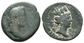 Roman Provincial
Antoninus Pius (138-161). Seleucis and Pieria, Laodicea ad Mare. Æ Laureate head of Pius r. R/ Turreted and draped bust of Tyche r....