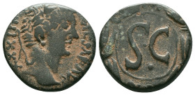 Roman Provincial
Syria, Seleucis and Pieria. Antioch on the Orontes. Augustus. 27 B.C.-A.D. 14 AE 28 as . struck 5/4 B.C. [IMP · AVGVST ·] TR · POT, ...