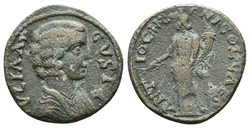 Julia Domna (Augusta, 193-217). Pisidia, Antiochia. Æ . Draped bust r. R/ Tyche ...