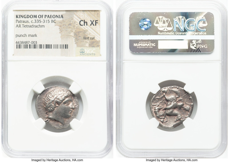 PAEONIAN KINGDOM. Patraus (ca. 335-315 BC). AR tetradrachm (22mm, 3h). NGC Choic...