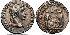 Augustus (27 BC-AD 14). AR denarius (18mm, 3.88 gm, 1h). NGC Choice VF 4/5 - 3/5, brushed. Lugdunum, 2 BC-AD 4. CAESAR AVGVSTVS-DIVI F PATER PATRIAE, ...